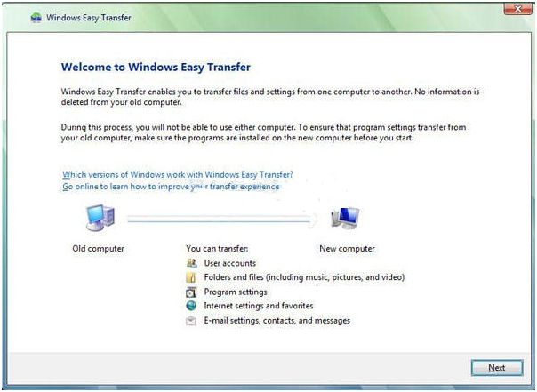 «Запустите Windows Easy Transfer»